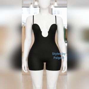 ❤SKIMS Deep Plunge Multi Way Strapless Mid Thigh Shapewear Bodysuit Black ONYX S